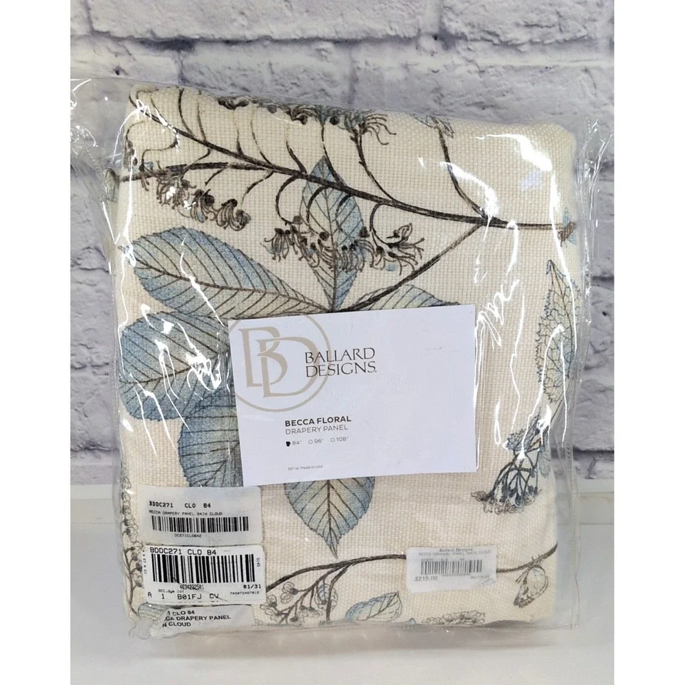 NEW RETAILS $219😍Ballard Designs Becca Floral Drapery Panel Cloud 50x84